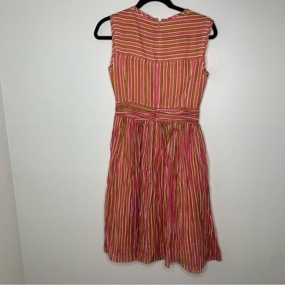 Tory Burch pink orange stripe linen silk sleeveless dress - Picture 8 of 11